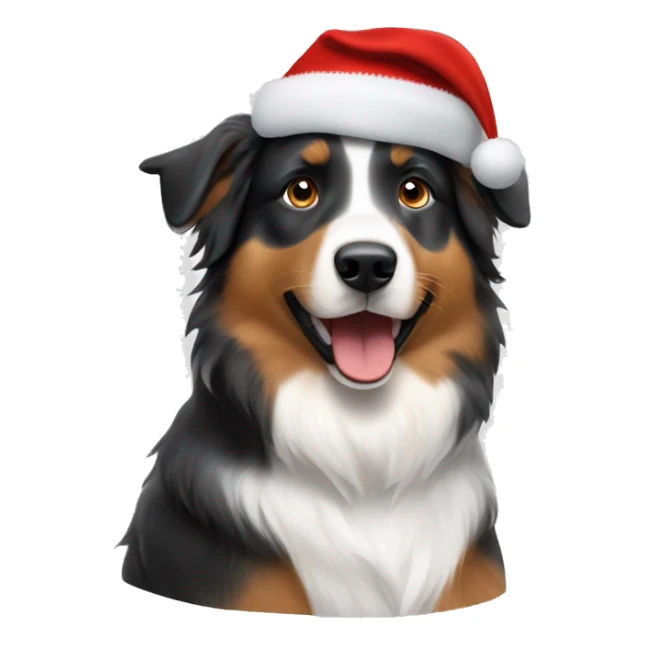 A Australian shepherd wearing Christmas hat  sticker