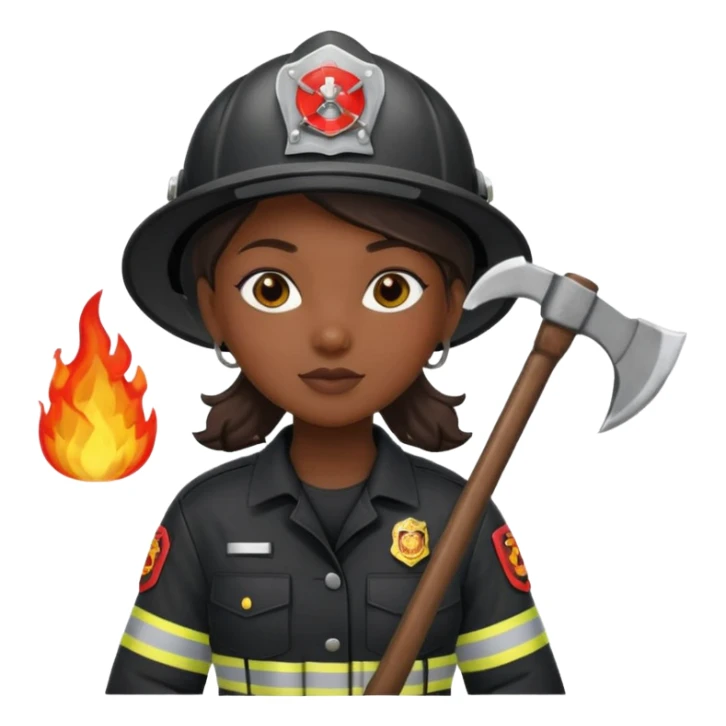 Firefighter girl with Black uniform sticker