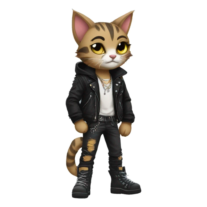 Anthro Punk Cat Full body sticker