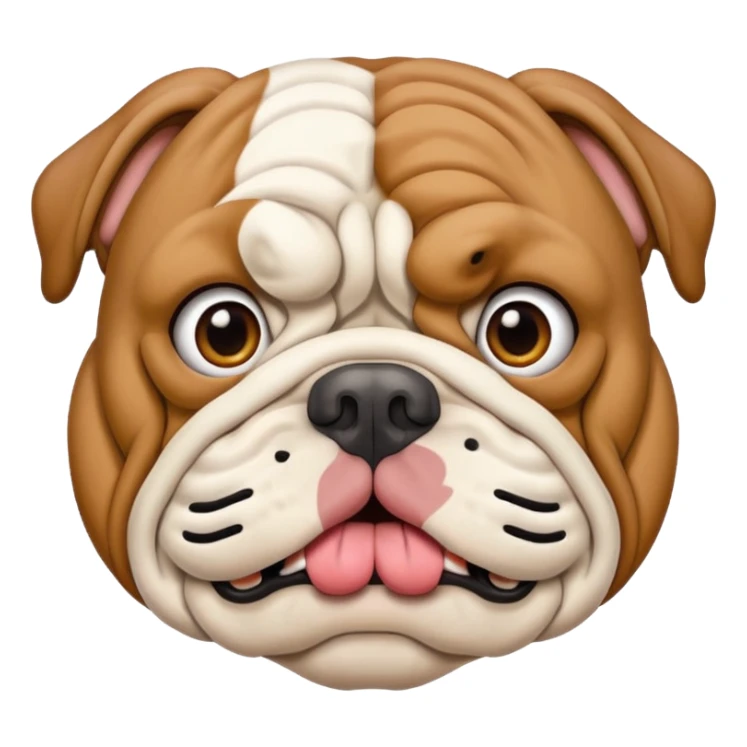 english bulldog with a 'need help' sign in its mouth sticker