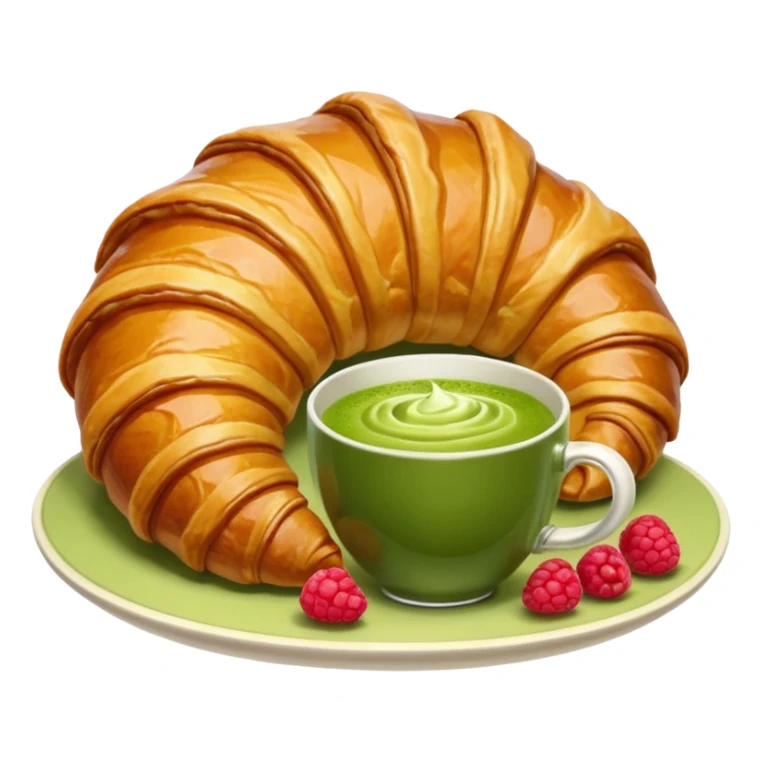 Giant Croissant with a coup of matcha and rasberry sticker