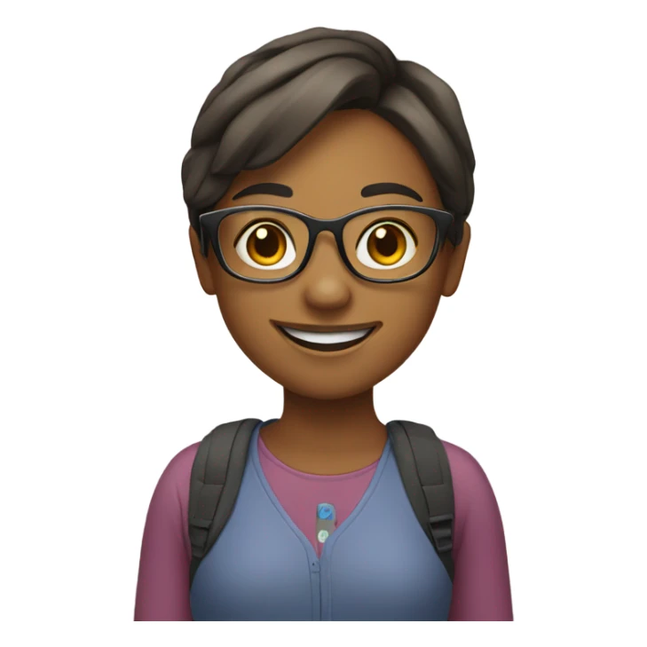 smiling white girl with glasses sticker