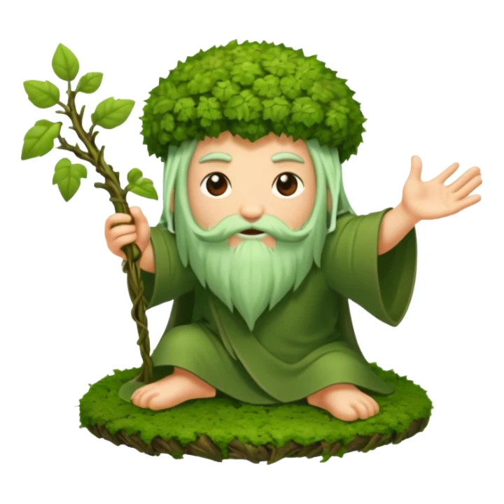 moss druid character slicing air with vine “no” sign sticker