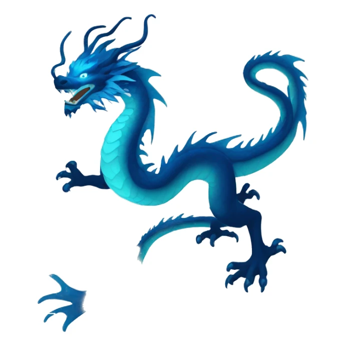 blue chinese dragon, full body silhouette, blue energy sticker