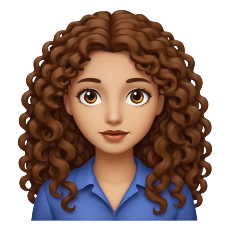 mujer morena cabello rizado largo castaño, ojos oscuros sticker