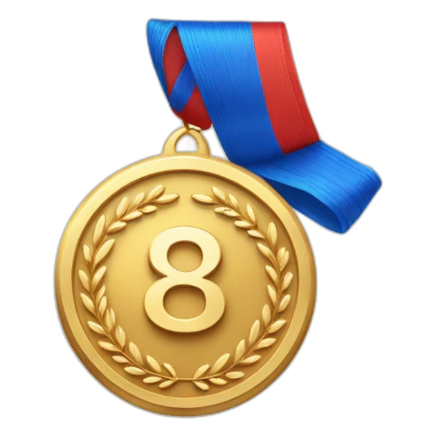 a golden medal for 1st place with "8th B" on it sticker
