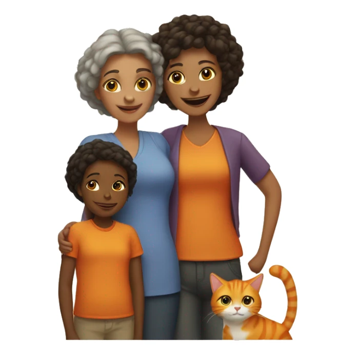 lesbian Jewish family with daughter and  orange cat sticker