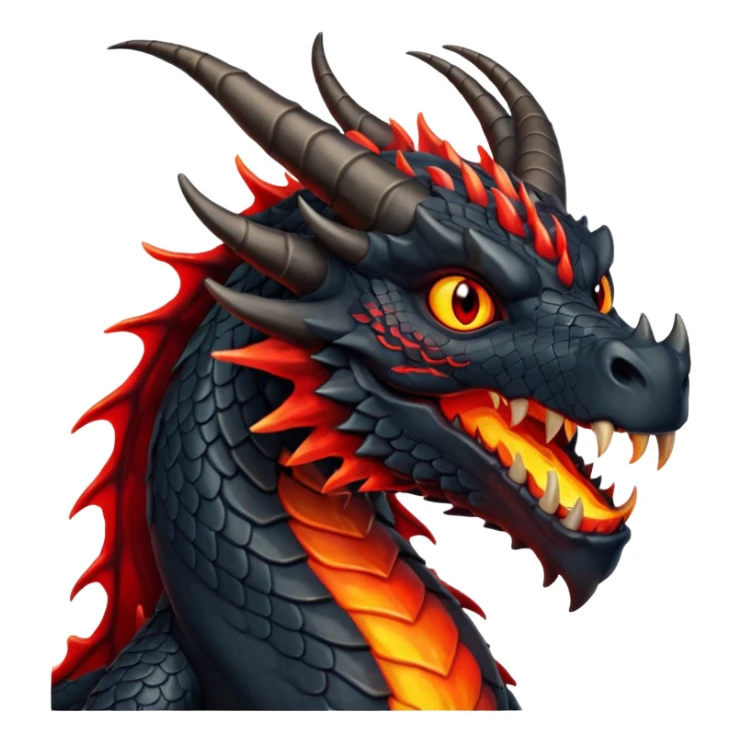 A black dragon with red flamings eyes and great black horns. sticker