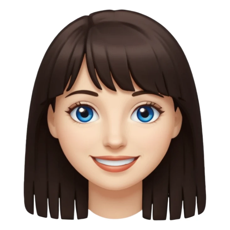 White smiling women with a dark brown fringe sticker