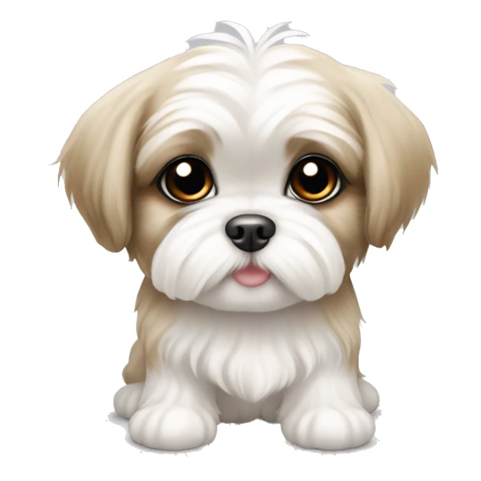 white and beige shih tzu maltese puppy with standing ears sticker
