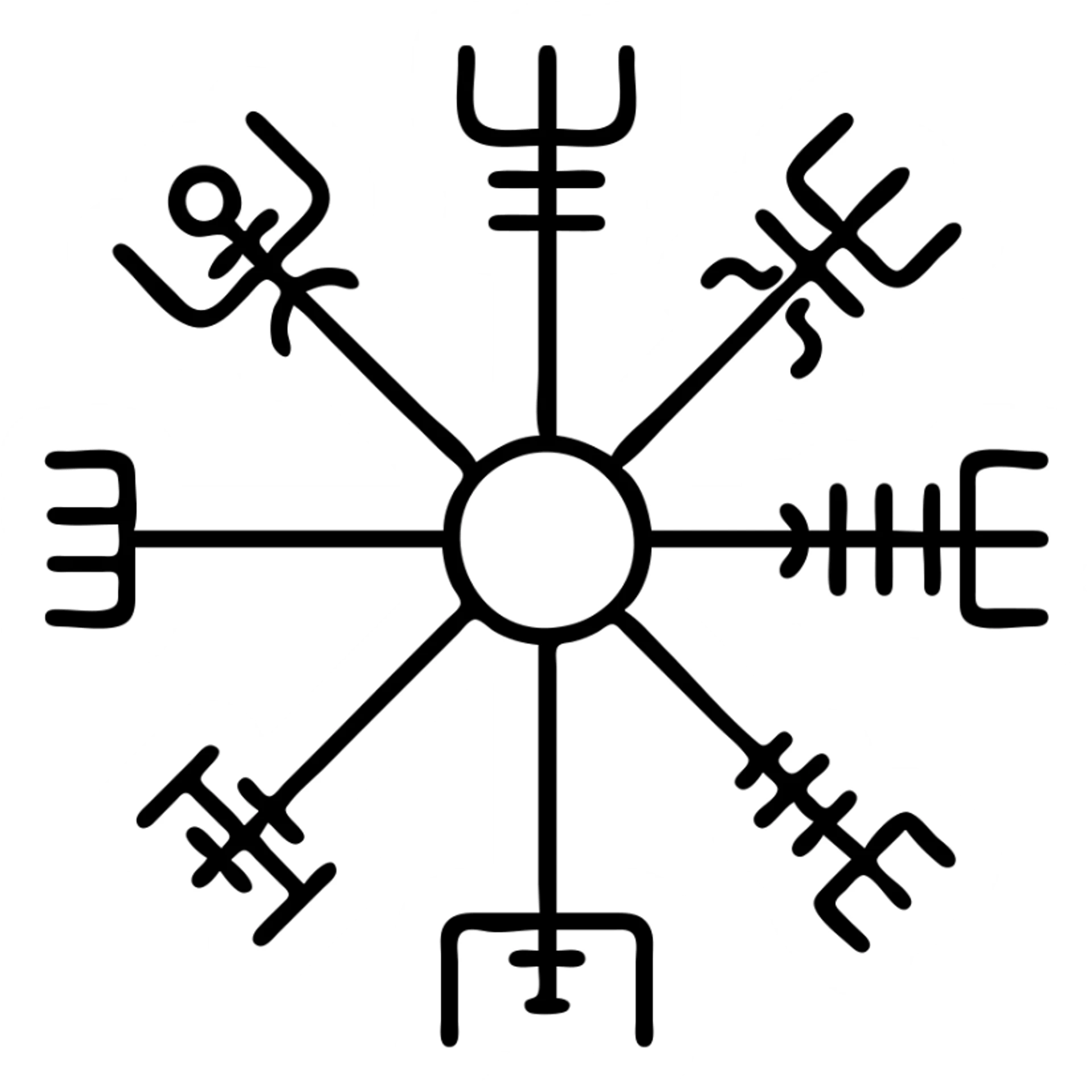 Vegvisir symbol, modern icon, clean lines, minimalistic, suitable for app or interface use sticker