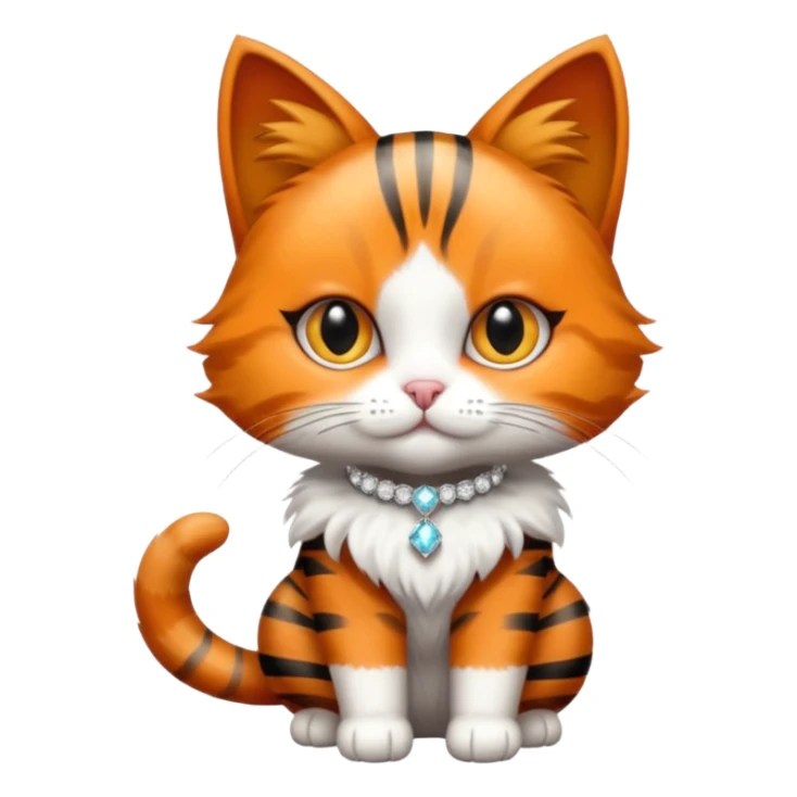 orange striped cat figure skating rhinestone outfit sticker