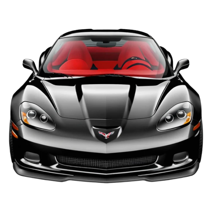 black 2006 Chevrolet Corvette C6 ZR1 with a red headlight, simplified, expressive, three-quarter view sticker