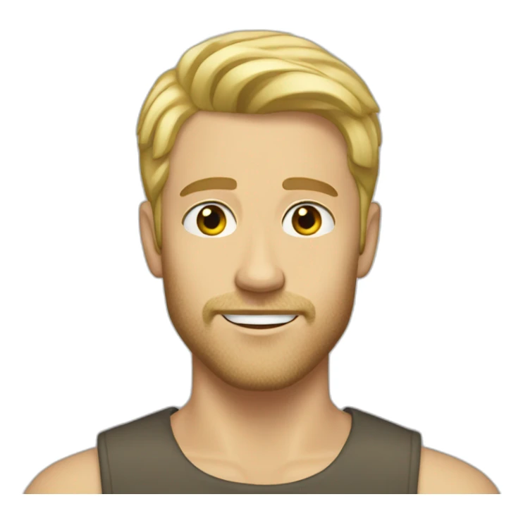 white man slight scruff short blond hair slim sticker