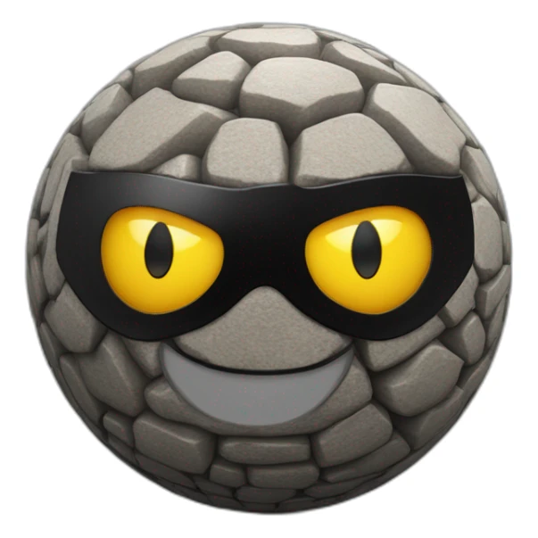 3d sphere with a cartoon saluting cobblestone Batman skin texture with rigid eyes sticker