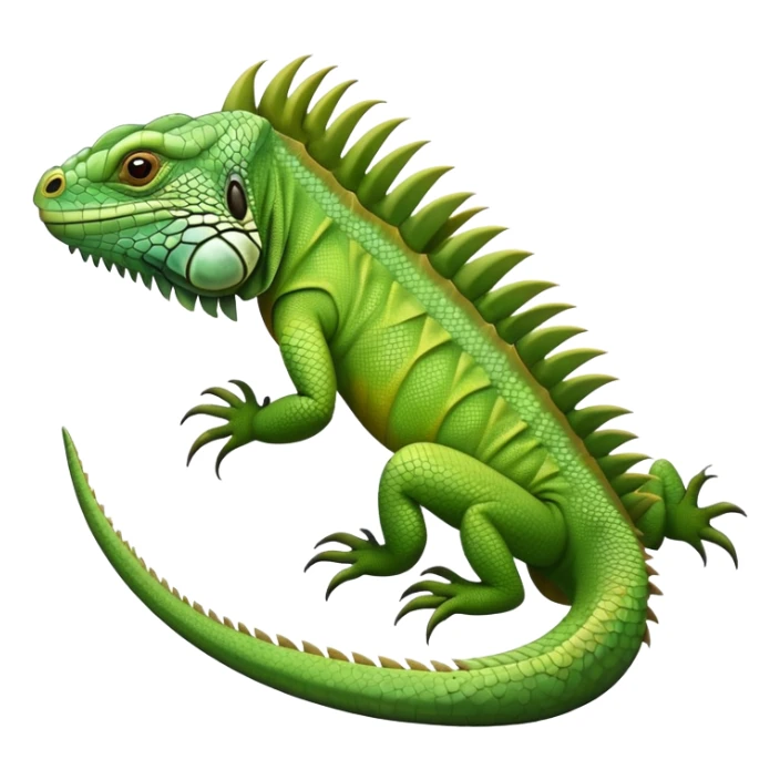 A green iguana with scales, spikes on its back, and a long tail sticker