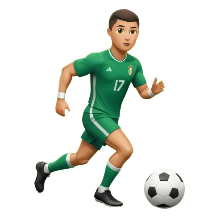 Ronaldo dribbling with a touch into a football sticker