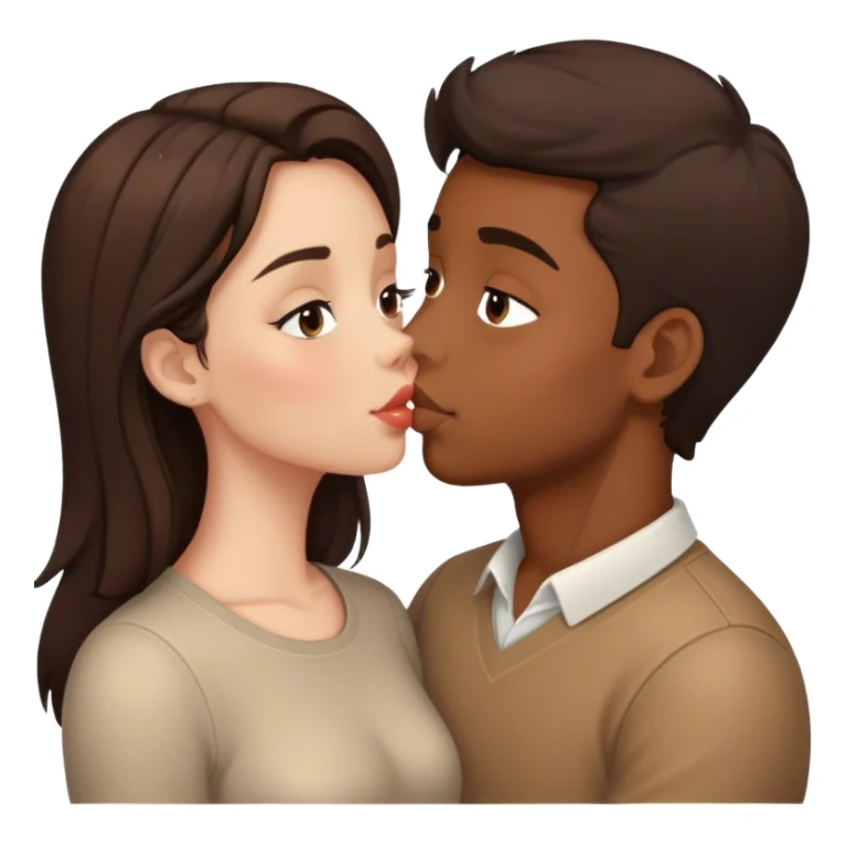 Kiss between brunette girl and brunette boy  sticker