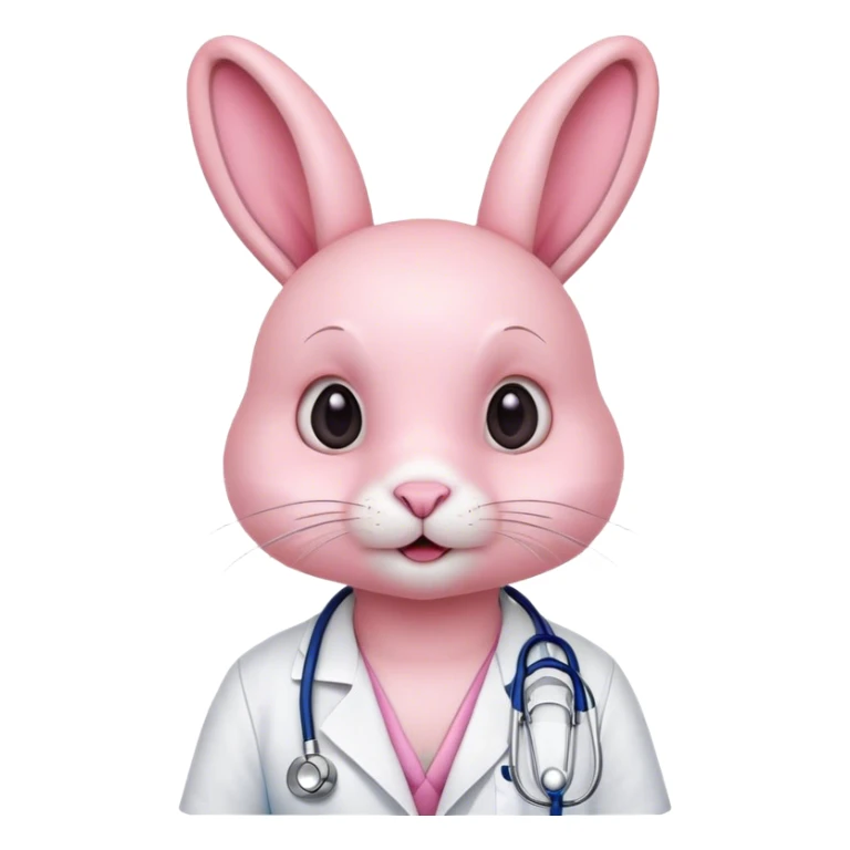 Un conejo rosajo con expresión adorable y un estetoscopio  sticker