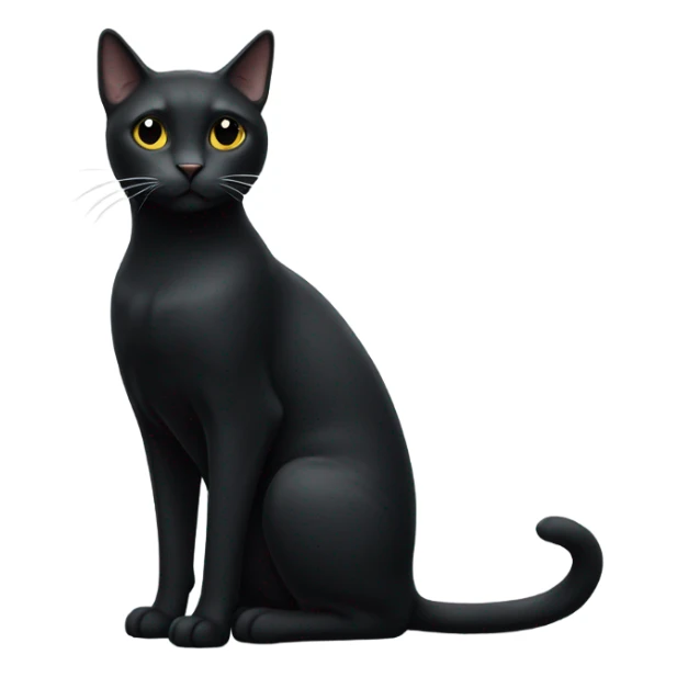 full body black cat with little white  spot under chin  sticker