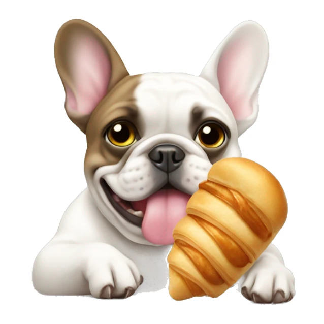 French bulldog eating a croissant sticker