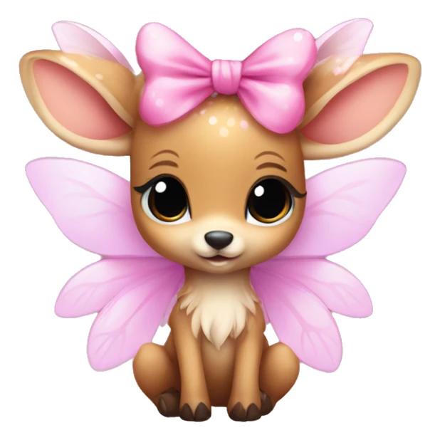 baby deer with fairy wings and a pink bow around its neck  sticker