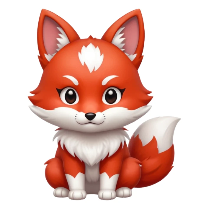 red white Chibi baby cute kitsune defensive  sticker