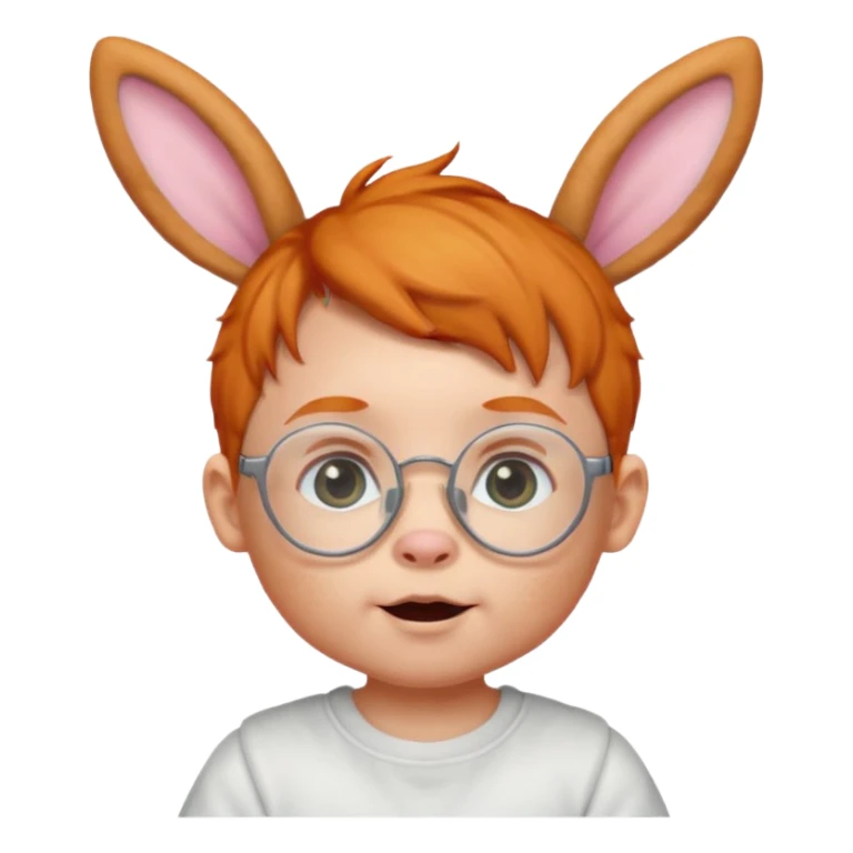 bunny ear wearing ginger small baby spectacled sticker