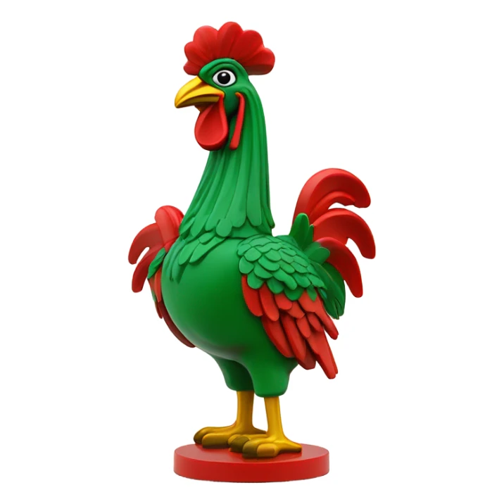 Green red roster Galo de Barcelos statue Portugal  sticker