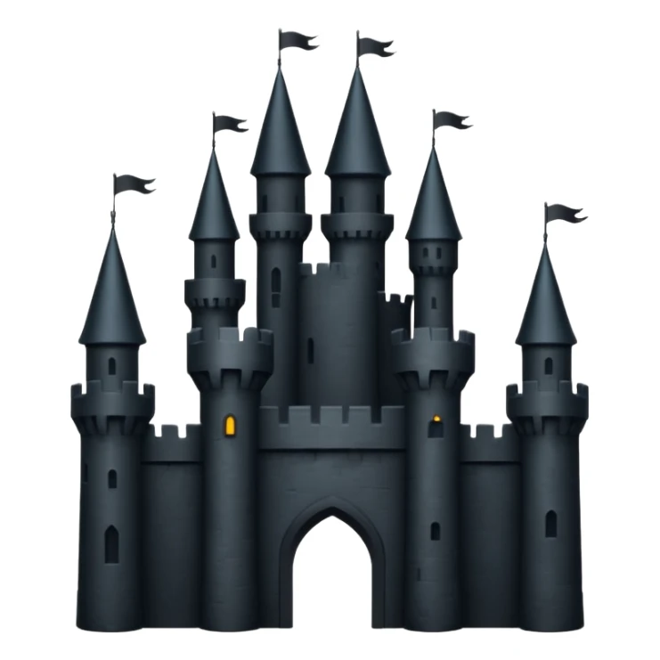 iOS emoji, minimal dark fantasy, black castle silhouette, flat sticker