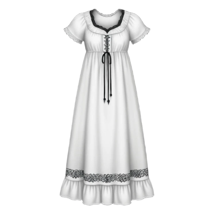 White victorian nightgown with black grafiti design  sticker