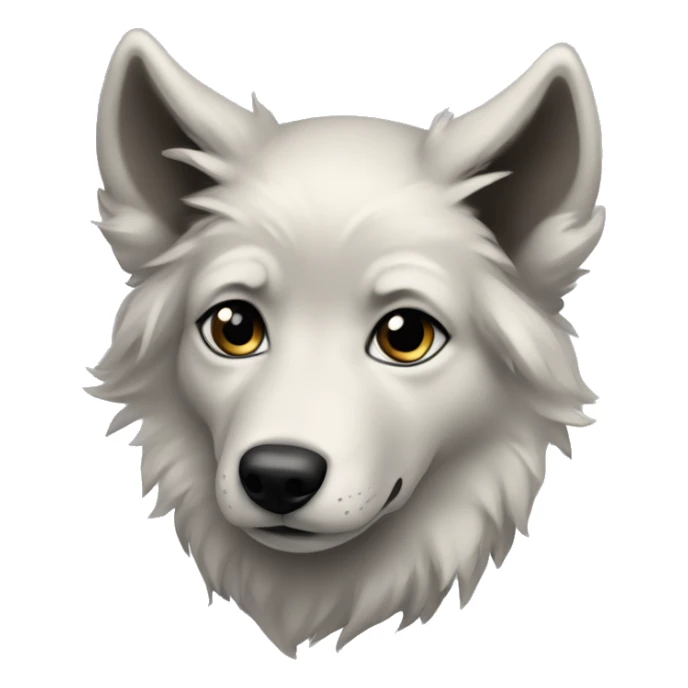 a wolf-like puppy with black hair on its ears sticker