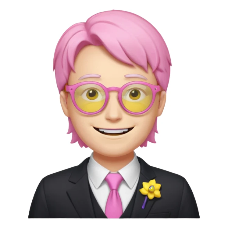 spamton from deltarune with his iconic pink and yellow glasses sticker