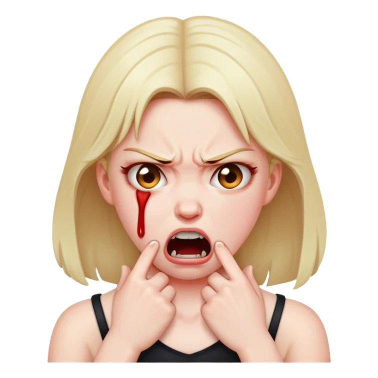 girl choking self angry face sticker