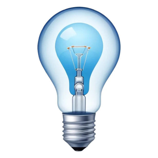 A blue light bulb with a minimalist design and a blank area for a logo. Modern, clean styl sticker