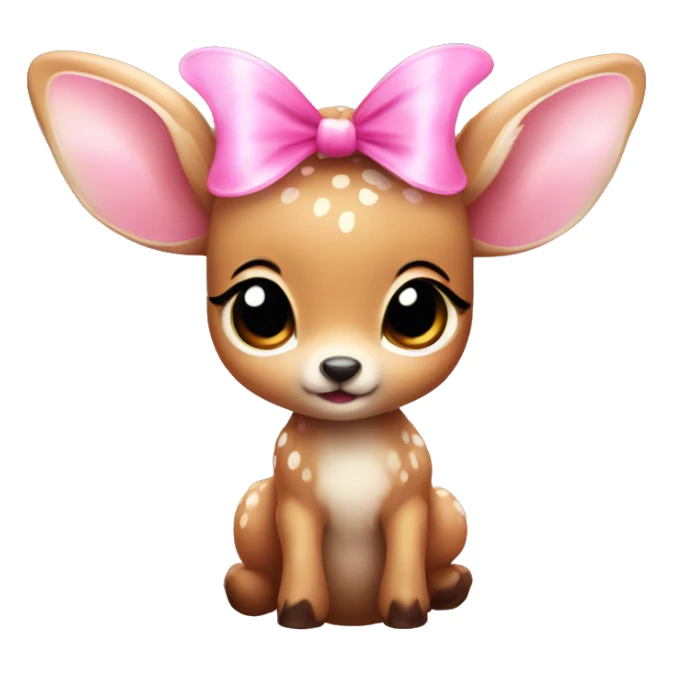 baby deer with fairy wings and a pink bow around its neck  sticker