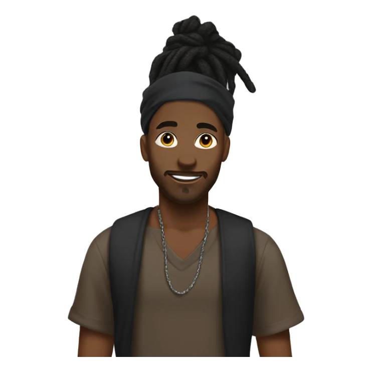 Black man with a dreadlock bun with a undercut with a black bandana on his head sticker