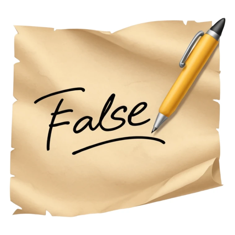 a hand writing 'false' on a piece of paper sticker