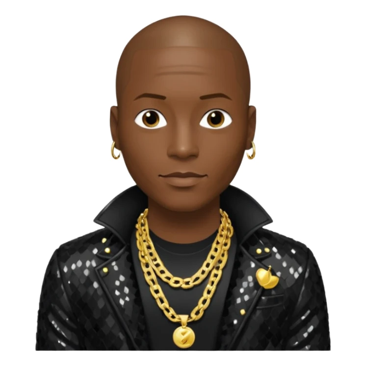 Tyrese Gibson with black sequin jacket, black shirt with necklace sticker