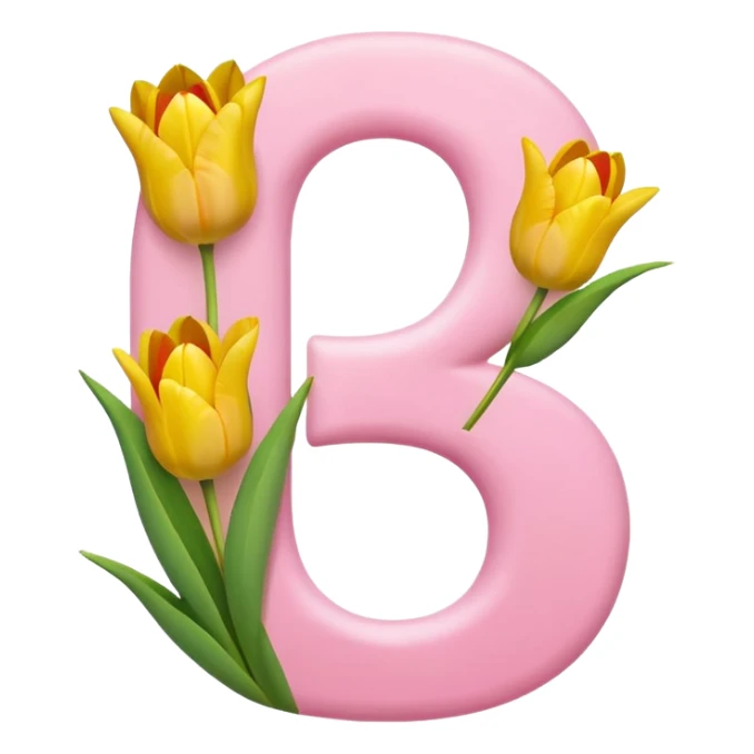 Number 8 made of soft pink and yellow tulips sticker