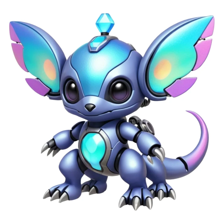 Mechanical Nebulae Beautiful Gorgeous Pretty Pastel Hot Exotic Lush Warm Cute Adorable Colorful Shiny Iridescent Futuristic Modern Cybernetic Stitch-Protogen-Vernid-Fakémon-Pokémon-creature-fusion (full body) sticker
