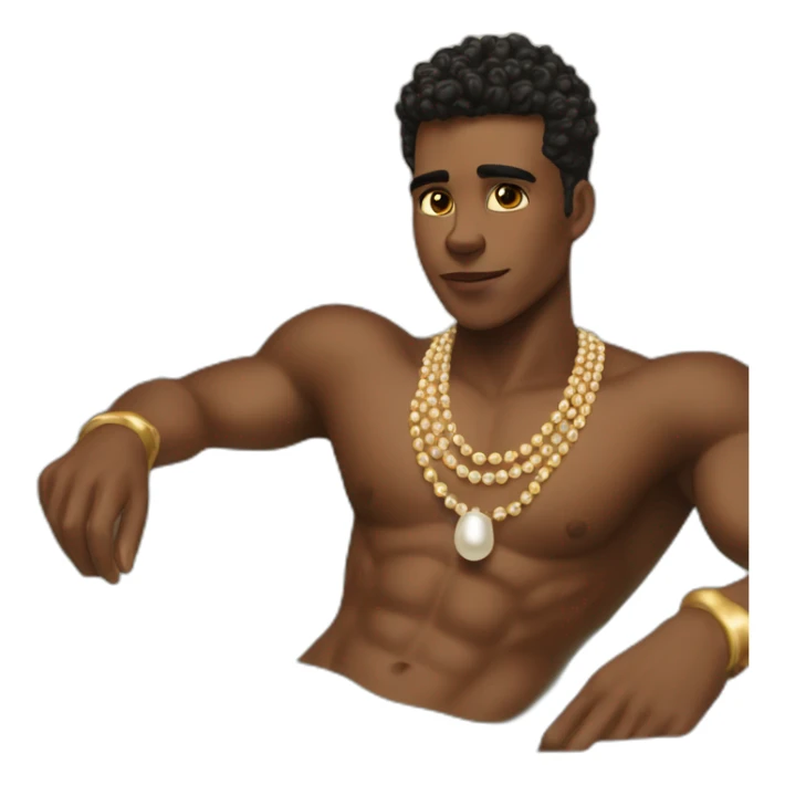 Posh-muscle-boy-pearl-necklace-in-golden-bathtub sticker