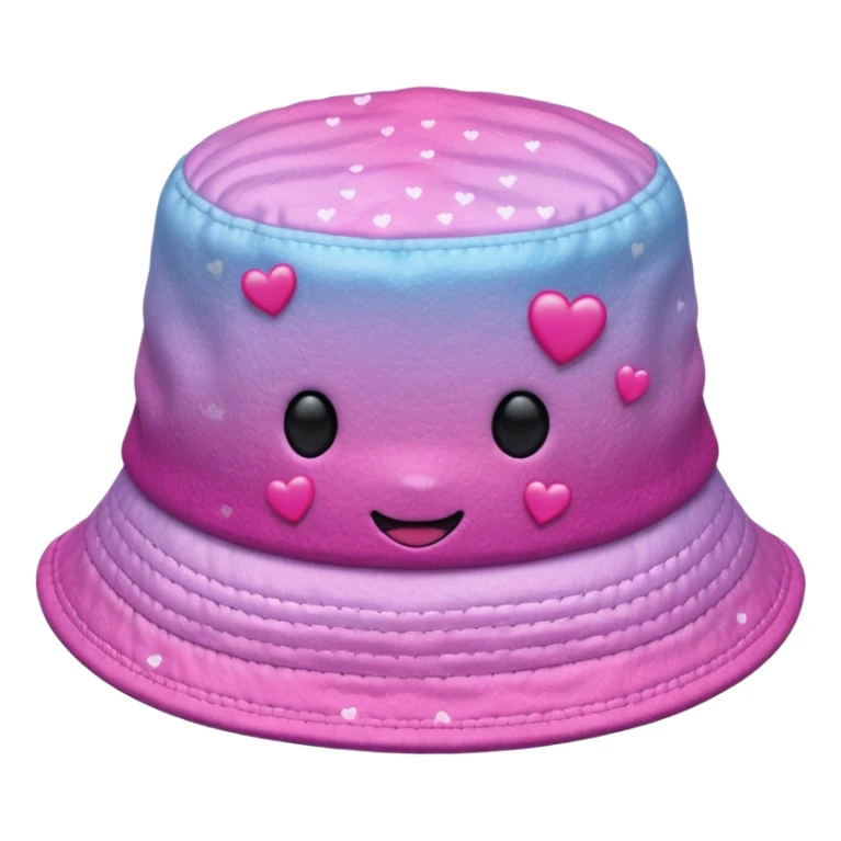 Pink ombre bucket hat with hearts and glitter sticker