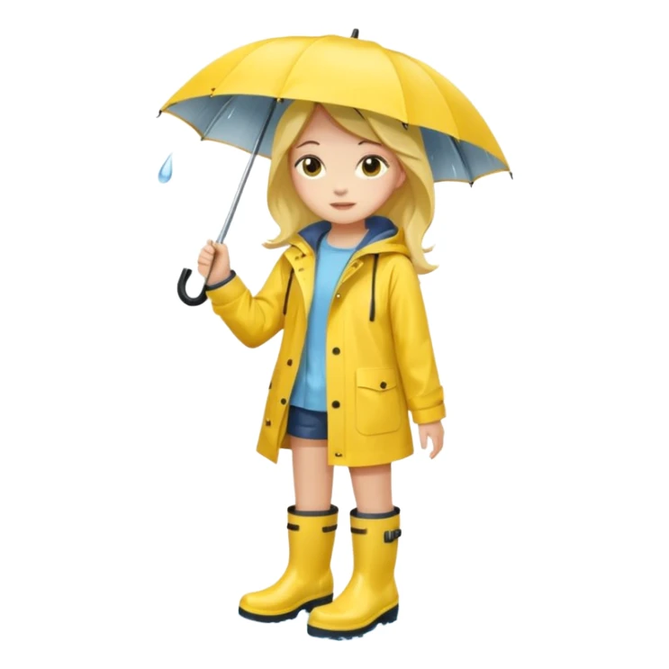 Girl in a yellow raincoat and rain boots sticker