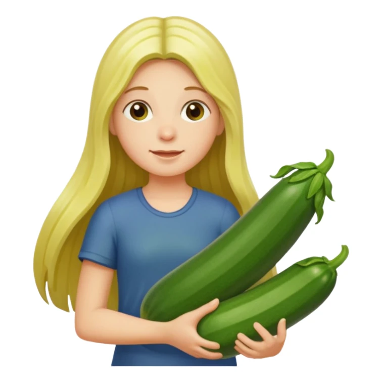 peppermint with long hair carrying a zucchini sticker