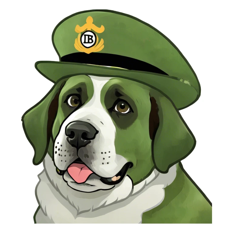Saint Bernard dog wearing a derby hat sticker