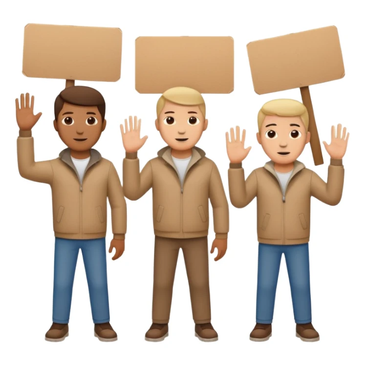 men with cardboard in hands stopping cars sticker