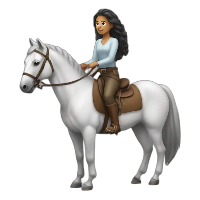 women on a horse with 54 sticker
