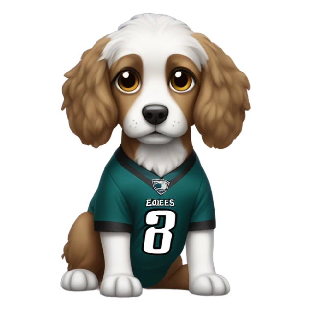 cute little dog wearing a eagles jersey  sticker