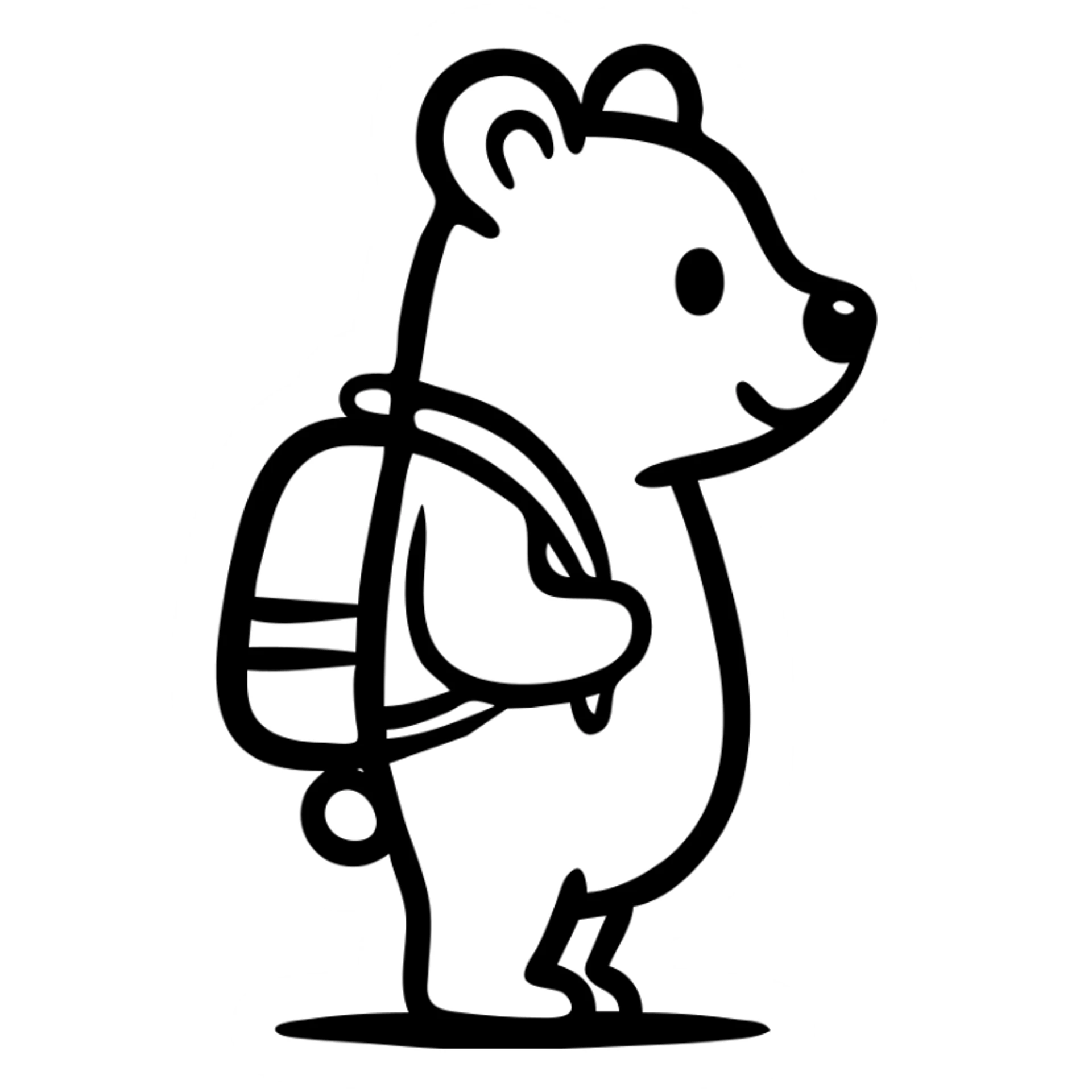 A bear wearing a backpack, standing upright sticker